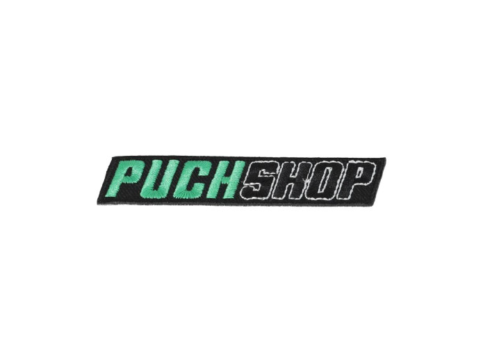 Strijkembleem patch Puchshop logo rechthoek 80x18mm