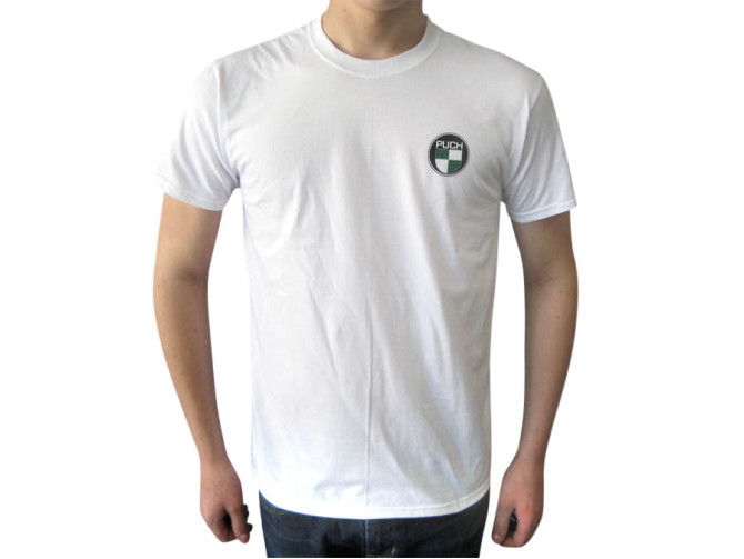 T-shirt wit met Puch logo voor- en achter product