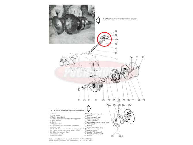 Clutch axle Puch Maxi / E50 rubber seal product