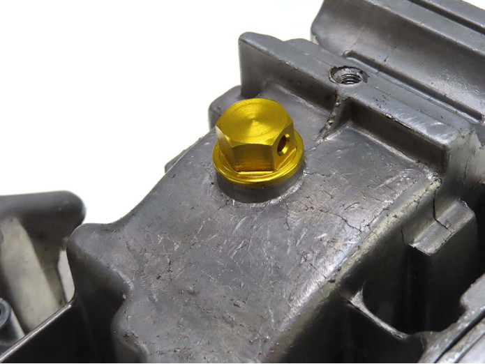 Olie aftapbout M8x1.25 met magneet aluminium goud Racing 