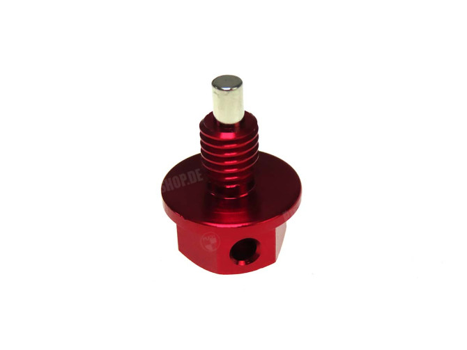 Ölablassschraube M8x1.25 mit Magnet Aluminium Rot Racing  main