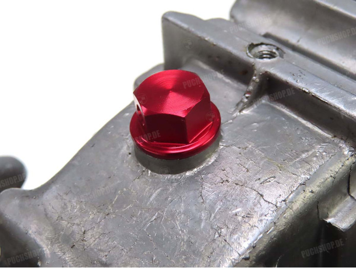 Oil drain plug M8x1.25 with magnet aluminium red Racing 