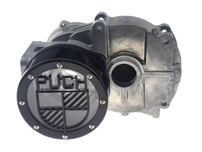 Polraddeckel Puch Maxi E50 / Z50 / ZA50 Edelstahl Schwarz