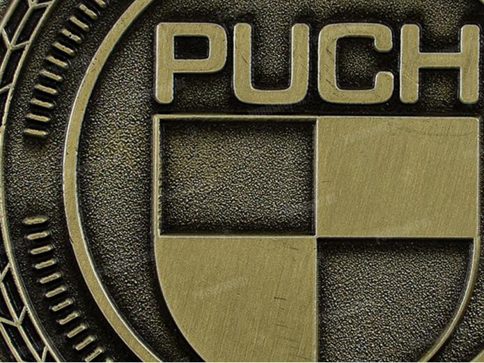 Badge / Emblem Puch logo Gold 47mm RealMetal