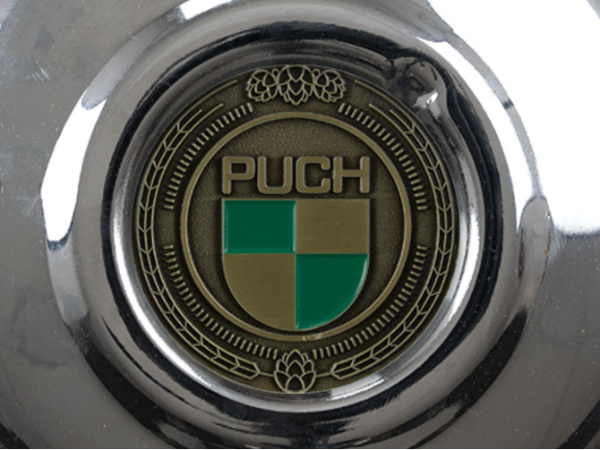 Polraddeckel Puch Maxi E50 / Z50 / ZA50 Chrom mit RealMetal Emblem (nach Wahl) product