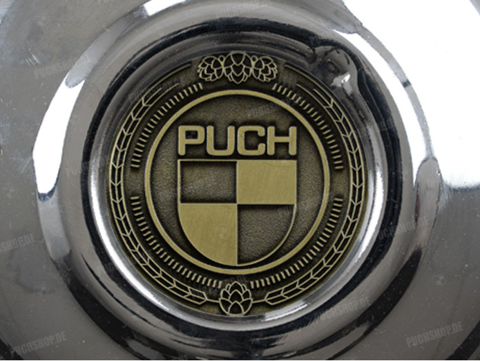 Vliegwieldeksel Puch Maxi E50 / Z50 / ZA50 chroom met RealMetal embleem (naar keuze)