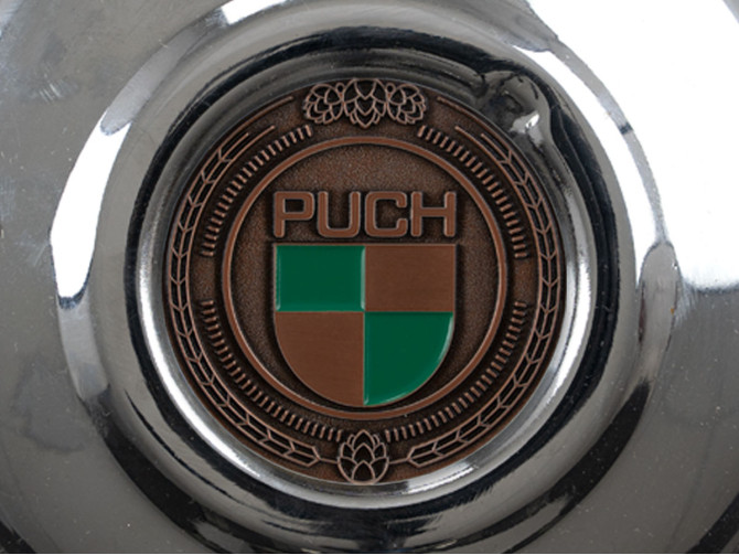 Polraddeckel Puch Maxi E50 / Z50 / ZA50 Chrom mit RealMetal Emblem (nach Wahl) product