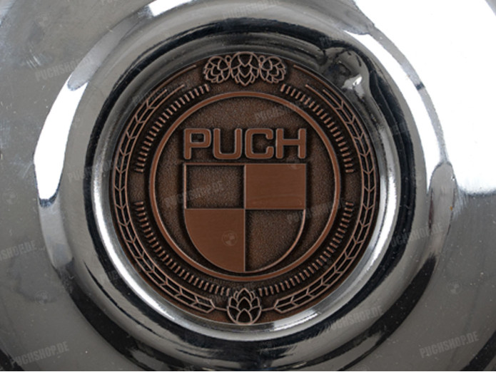 Vliegwieldeksel Puch Maxi E50 / Z50 / ZA50 chroom met RealMetal embleem (naar keuze)