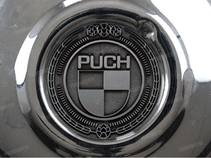 Vliegwieldeksel Puch Maxi E50 / Z50 / ZA50 chroom met RealMetal embleem (naar keuze)