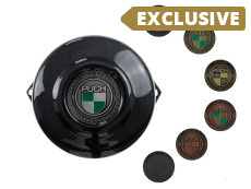 Flywheel cover Puch E50 / Z50 / ZA50 black with RealMetal® emblem of your choice