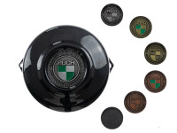 Polraddeckel Puch E50 / Z50 / ZA50 Glanz Schwarz mit RealMetal® Emblem (nach Wahl)