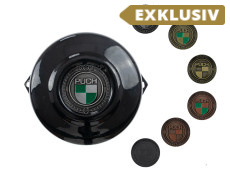 Polraddeckel Puch E50 / Z50 / ZA50 schwarz mit RealMetal® Emblem (nach Wahl)