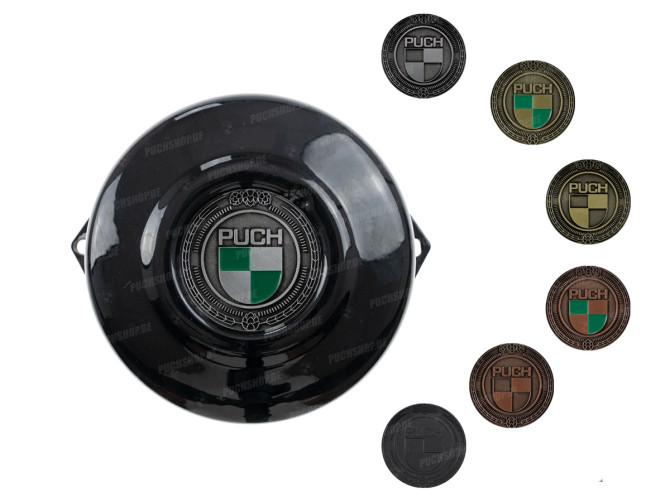 Flywheel cover Puch E50 / Z50 / ZA50 black with RealMetal® emblem (of your choice) 1