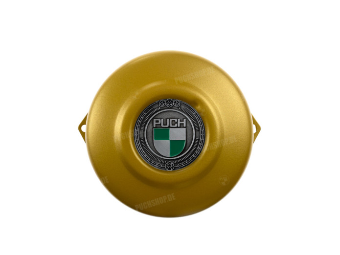 Polraddeckel Puch Maxi E50 / Z50 / ZA50 Gold mit RealMetal Emblem (nach Wahl)
