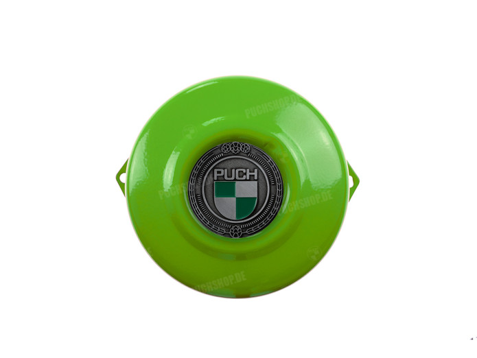 Flywheel cover Puch Maxi E50 / Z50 / ZA50 Kawasaki green with RealMetal emblem (of your choice)