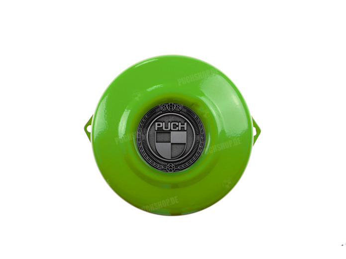 Flywheel cover Puch Maxi E50 / Z50 / ZA50 Kawasaki green with RealMetal emblem (of your choice)