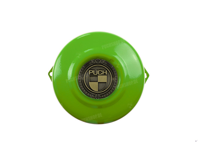 Flywheel cover Puch Maxi E50 / Z50 / ZA50 Kawasaki green with RealMetal emblem (of your choice)
