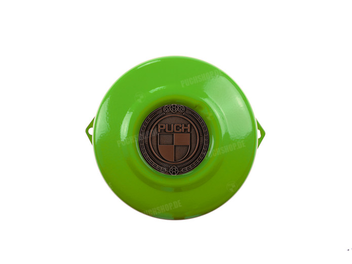 Flywheel cover Puch Maxi E50 / Z50 / ZA50 Kawasaki green with RealMetal emblem (of your choice)