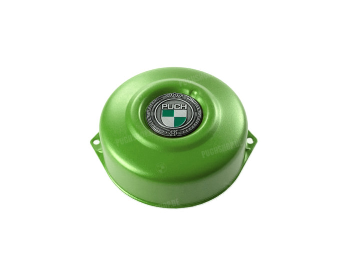 Flywheel cover Puch Maxi E50 / Z50 / ZA50 Kawasaki green with RealMetal emblem (of your choice)