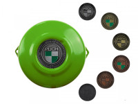 Flywheel cover Puch E50 / Z50 / ZA50 Kawasaki green with RealMetal® emblem of your choice