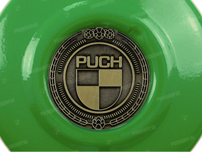 Flywheel cover Puch Maxi E50 / Z50 / ZA50 Kawasaki green with RealMetal emblem (of your choice)