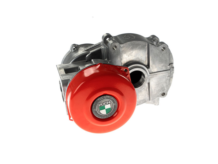 Flywheel cover Puch Maxi E50 / Z50 / ZA50 fire red with RealMetal emblem (of your choice)