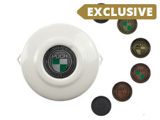 Flywheel cover Puch E50 / Z50 / ZA50 white with RealMetal® emblem (of your choice)