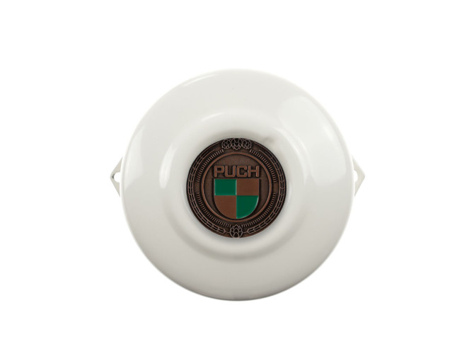 Polraddeckel Puch Maxi E50 / Z50 / ZA50 Weiß mit RealMetal Emblem (nach Wahl) product