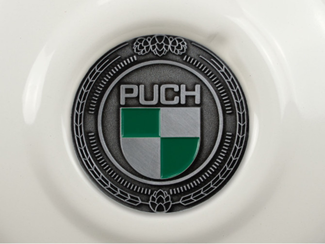 Flywheel cover Puch Maxi E50 / Z50 / ZA50 white with RealMetal emblem (of your choice) product