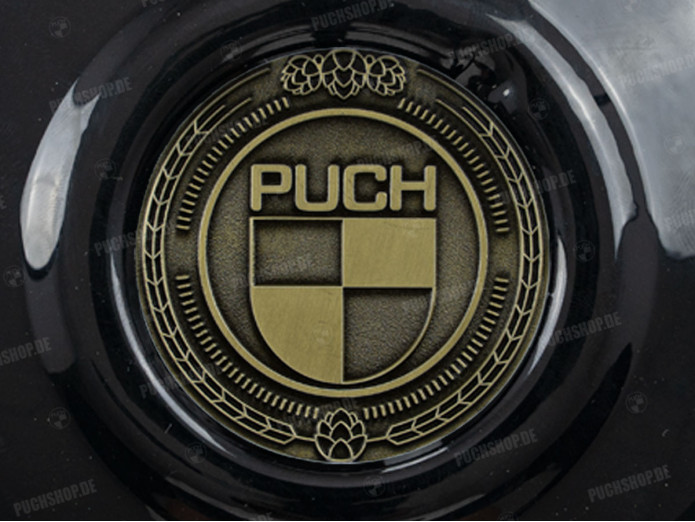 Vliegwieldeksel Puch Maxi E50 / Z50 / ZA50 glans zwart met RealMetal embleem (naar keuze)