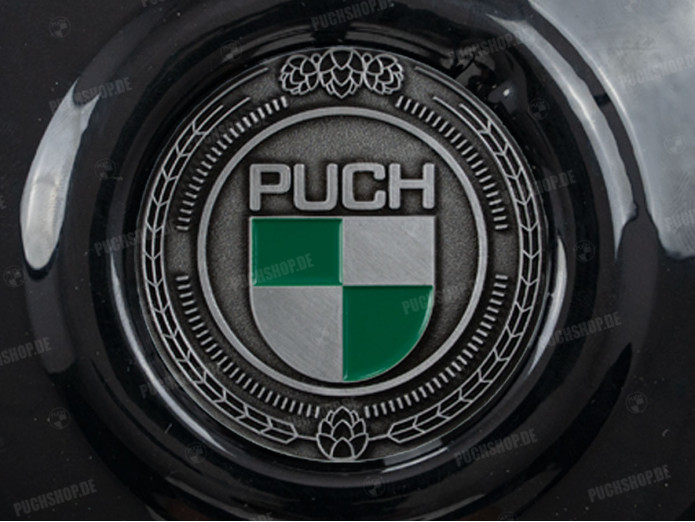 Vliegwieldeksel Puch Maxi E50 / Z50 / ZA50 glans zwart met RealMetal embleem (naar keuze)