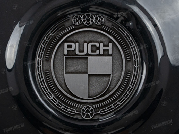 Vliegwieldeksel Puch Maxi E50 / Z50 / ZA50 glans zwart met RealMetal embleem (naar keuze)