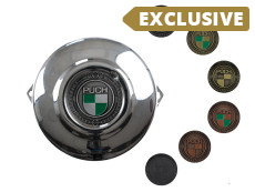 Flywheel cover Puch E50 / Z50 / ZA50 Chrome with RealMetal® emblem (of your choice)