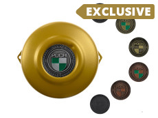 Flywheel cover Puch E50 / Z50 / ZA50 Gold with RealMetal® emblem of your choice
