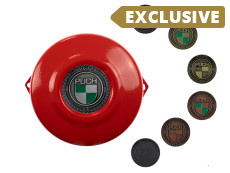 Flywheel cover Puch E50 / Z50 / ZA50 red with RealMetal® emblem (of your choice)