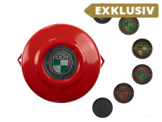 Polraddeckel Puch E50 / Z50 / ZA50 Rot mit RealMetal® Emblem nach Wahl
