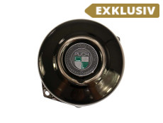 Polraddeckel Puch Maxi E50 / Z50 / ZA50 *Exclusive* black chrome mit RealMetal® Emblem 