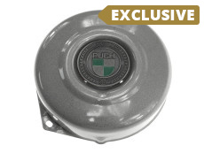 Flywheel cover Puch Maxi E50 / Z50 / ZA50 *Exclusive* silver metallic with RealMetal emblem