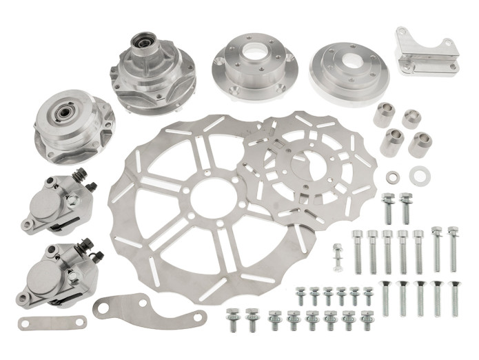 Bremsscheibe Puch Maxi Gussfelg PSR Vorne (260mm) für EBR Hydraulisch Gabel + hinten (180mm) Satz 