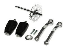 Pedal crank shaft Puch Maxi 230mm 26 tooth with cranks and pedals (longer)
