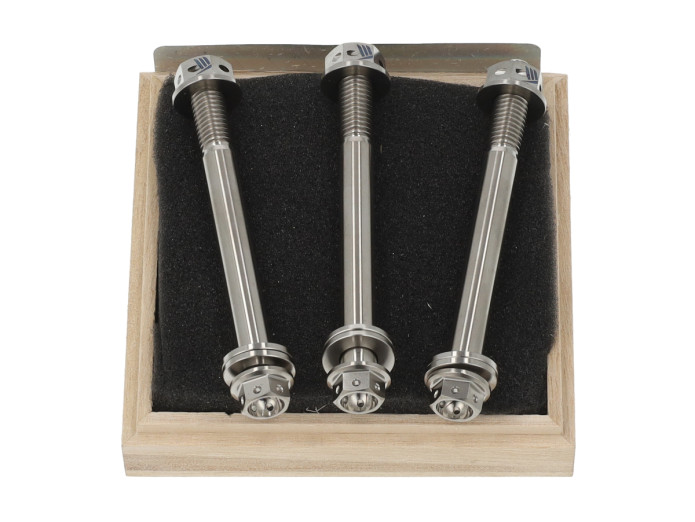 Bouten en moeren set Puch Maxi / E50 / Z50 / ZA50 motorophanging aan frame titanium CLAW