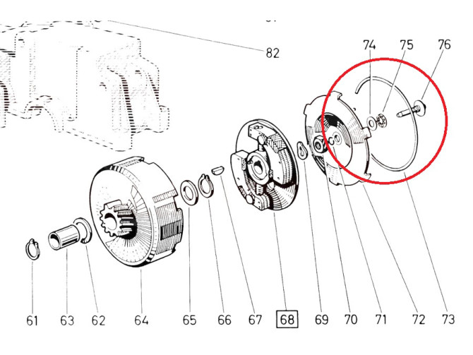 Clutch Puch Maxi / E50 circlip pedal-start Surflex product