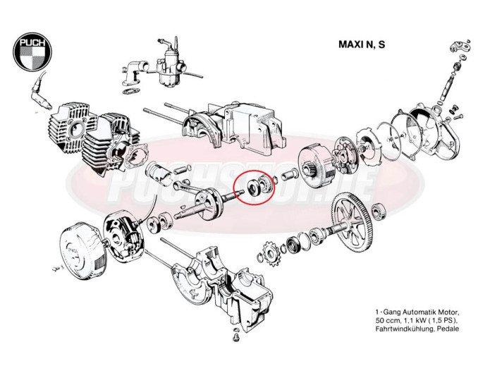Seal Puch Maxi E50 (22x40x7) crankshaft old model (clutch)