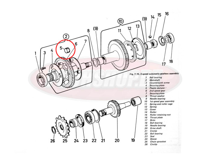 Shift dampers Puch ZA50 rood