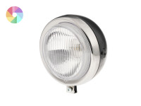 Headlight round 130mm Maxi custom GUIA powdercoat with chrome (choose your color)
