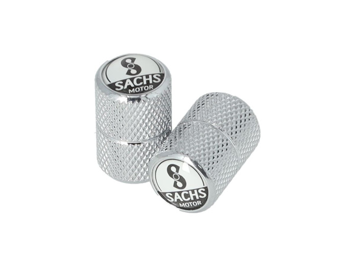 Ventilkappen Satz Sachs Logo Aluminium weiß 