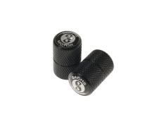 Ventieldoppen set Sachs logo zwart / wit in het zwart aluminium 