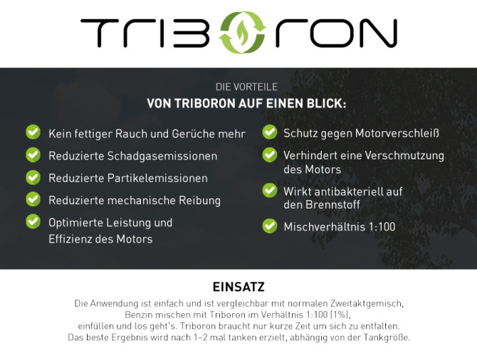 Triboron 2-takt Concentrate 500ml (2-takt olie vervanger) 2 flessen product