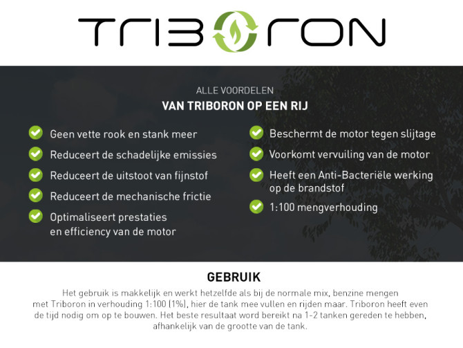 Triboron 2-takt Concentrate 500ml (2-takt olie vervanger) 2 flessen product