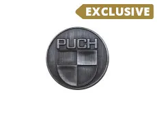 Sticker Puch logo round 38mm RealMetal silver color